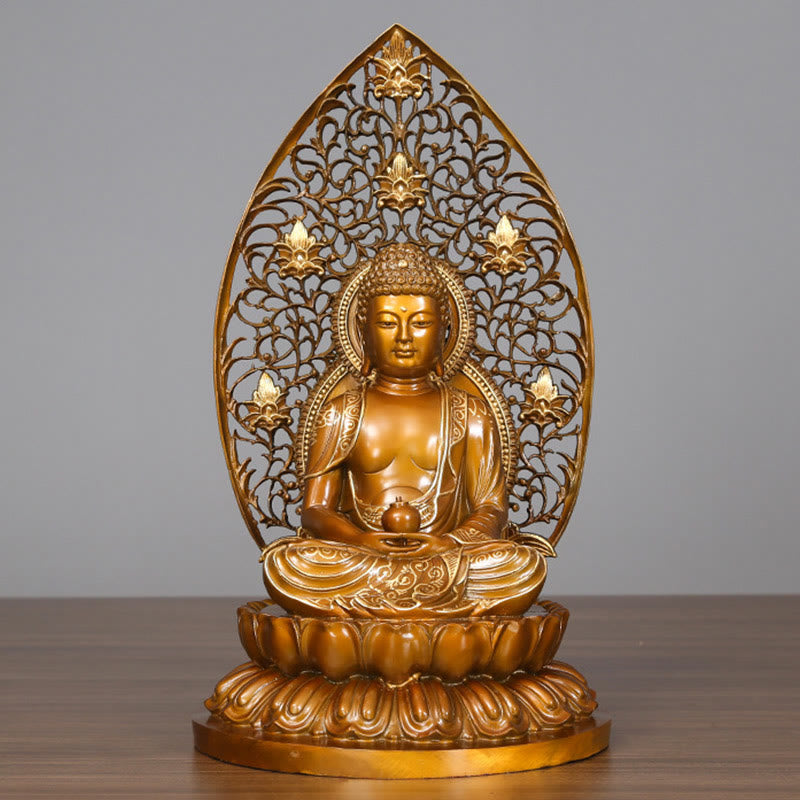 Buddha Stones Sakyamuni Amitabha Figurine de Bouddha de médecine Sérénité Statue en cuivre Offrande à la maison Décoration - Bouddha de la Médecine 24*23*45cm - image 13