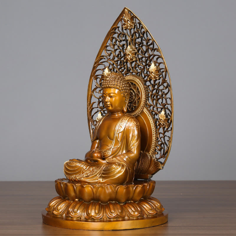 Buddha Stones Sakyamuni Amitabha Figurine de Bouddha de médecine Sérénité Statue en cuivre Offrande à la maison Décoration - image 15