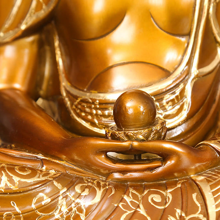 Buddha Stones Sakyamuni Amitabha Figurine de Bouddha de médecine Sérénité Statue en cuivre Offrande à la maison Décoration - image 10