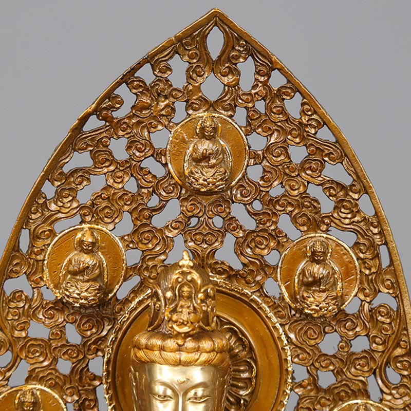 Buddha Stones Kwan Yin Avalokitesvara Aura Harmony Laiton Cuivre Statue Décoration de Bureau à Domicile - image 7