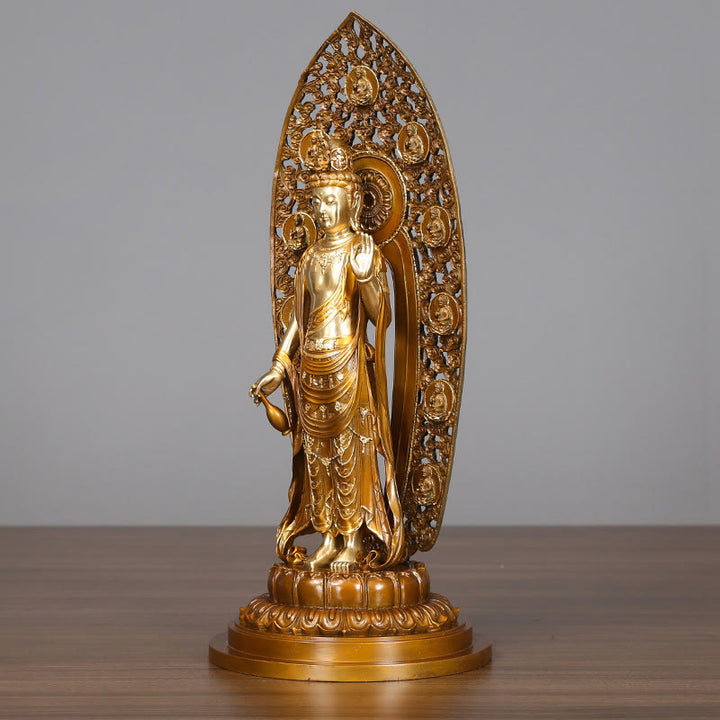 Buddha Stones Kwan Yin Avalokitesvara Aura Harmony Laiton Cuivre Statue Décoration de Bureau à Domicile - image 2