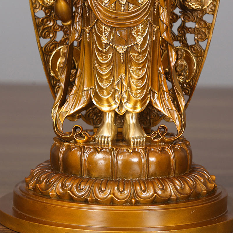 Buddha Stones Kwan Yin Avalokitesvara Aura Harmony Laiton Cuivre Statue Décoration de Bureau à Domicile - image 9