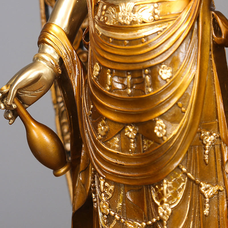 Buddha Stones Kwan Yin Avalokitesvara Aura Harmony Laiton Cuivre Statue Décoration de Bureau à Domicile - image 8