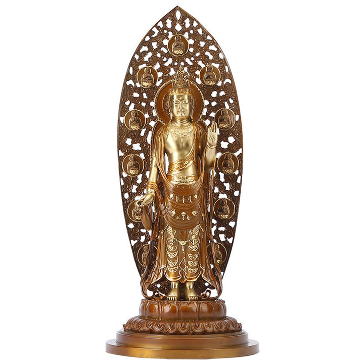 Buddha Stones Kwan Yin Avalokitesvara Aura Harmony Laiton Cuivre Statue Décoration de Bureau à Domicile - image 10