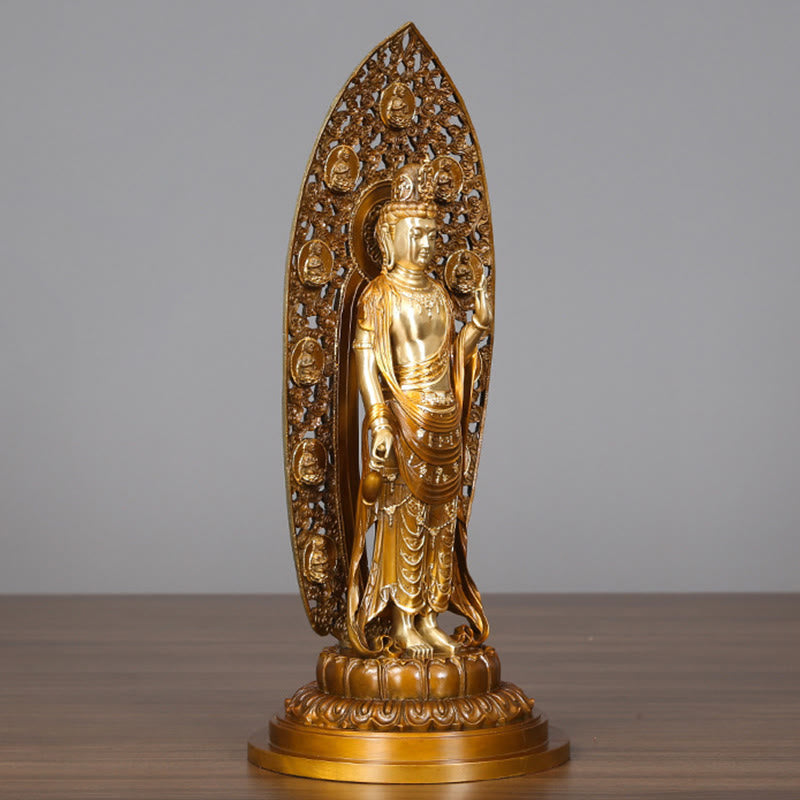 Buddha Stones Kwan Yin Avalokitesvara Aura Harmony Laiton Cuivre Statue Décoration de Bureau à Domicile - image 1