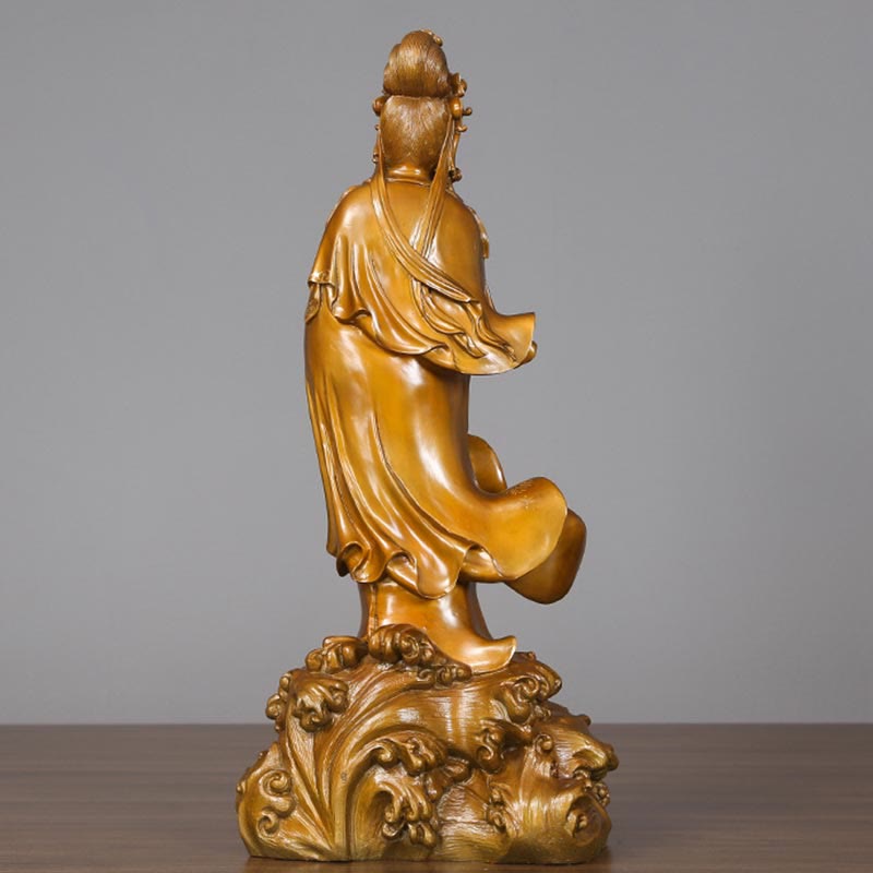 Buddha Stones Kwan Yin Avalokitesvara tenant un vase Statue en cuivre d'harmonie en laiton Décoration de la maison - image 8