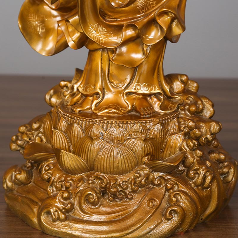 Buddha Stones Kwan Yin Avalokitesvara tenant un vase Statue en cuivre d'harmonie en laiton Décoration de la maison - image 15