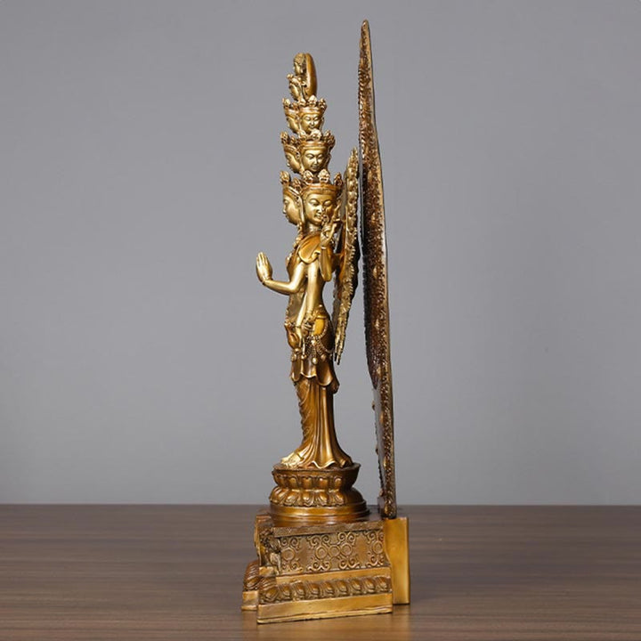 Statue de Buddha Stones en laiton et cuivre à mille bras Avalokitesvara Kwan Yin Wealth Décoration faite à la main - image 10