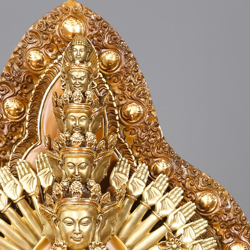 Statue de Buddha Stones en laiton et cuivre à mille bras Avalokitesvara Kwan Yin Wealth Décoration faite à la main - image 6