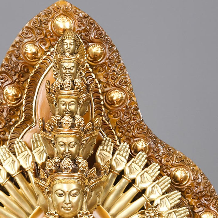 Statue de Buddha Stones en laiton et cuivre à mille bras Avalokitesvara Kwan Yin Wealth Décoration faite à la main - image 6