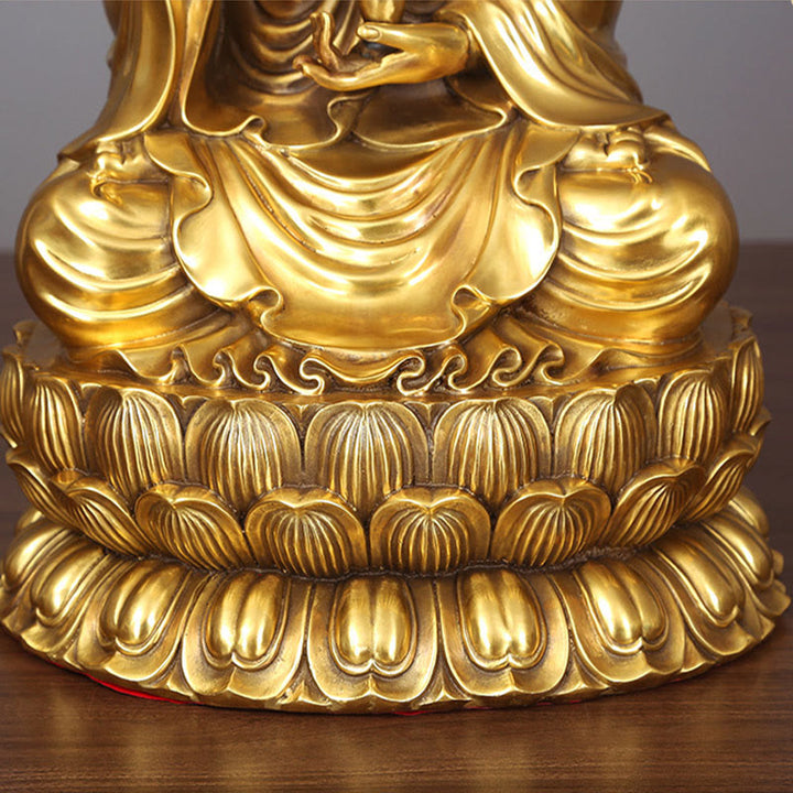 Buddha Stones Kwan Yin Avalokitesvara Tenant Une Bouteille En Saule Harmonie Laiton Cuivre Statue Décoration De La Maison - image 16