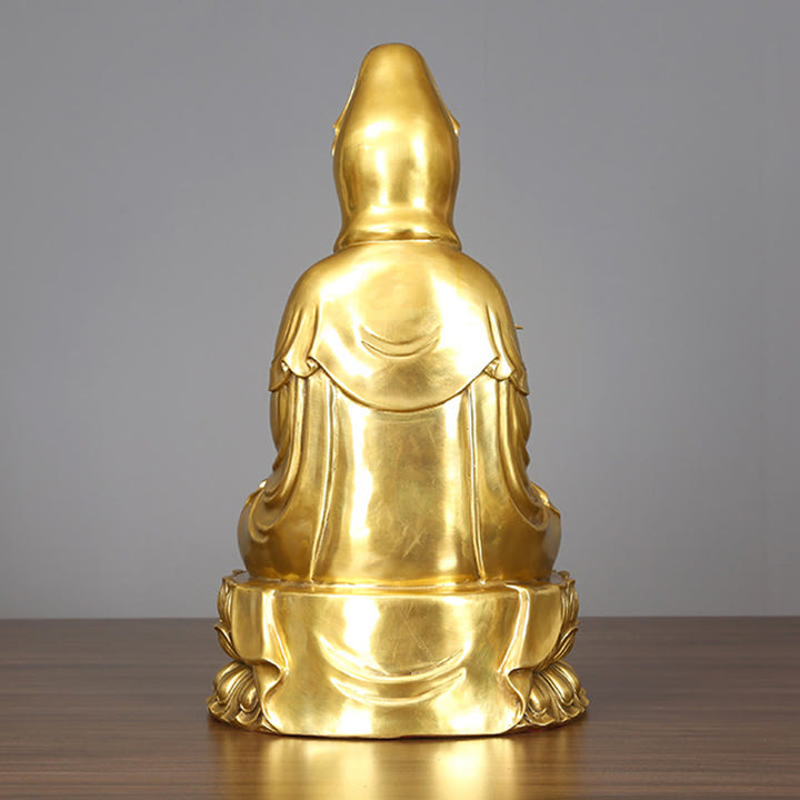 Buddha Stones Kwan Yin Avalokitesvara Tenant Une Bouteille En Saule Harmonie Laiton Cuivre Statue Décoration De La Maison - image 12