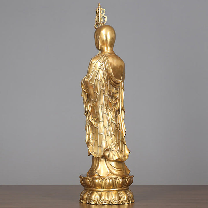 Buddha Stones Ksitigarbha Bodhisattva Figurine Compassion Statue en cuivre Offrande à la maison Décoration - image 15
