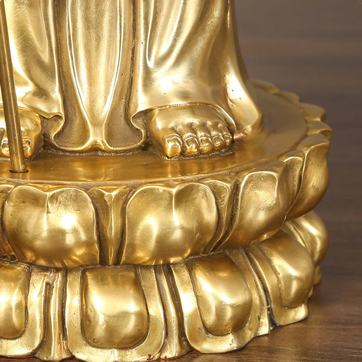 Buddha Stones Ksitigarbha Bodhisattva Figurine Compassion Statue en cuivre Offrande à la maison Décoration - image 9
