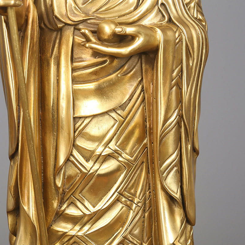 Buddha Stones Ksitigarbha Bodhisattva Figurine Compassion Statue en cuivre Offrande à la maison Décoration - image 8