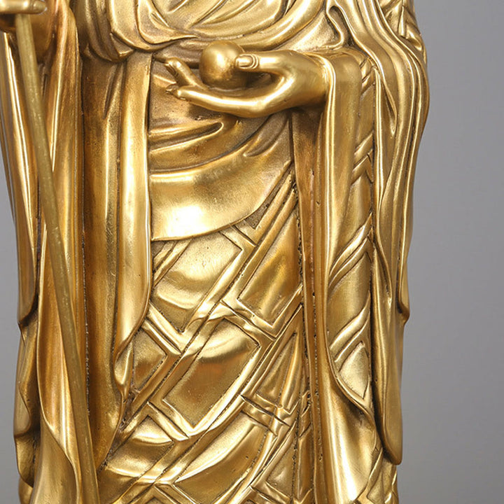 Buddha Stones Ksitigarbha Bodhisattva Figurine Compassion Statue en cuivre Offrande à la maison Décoration - image 8