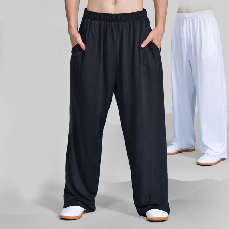Pantalon d'été unisexe à taille élastique avec poches pour la pratique du Tai Chi Qigong Buddha Stones - image 0