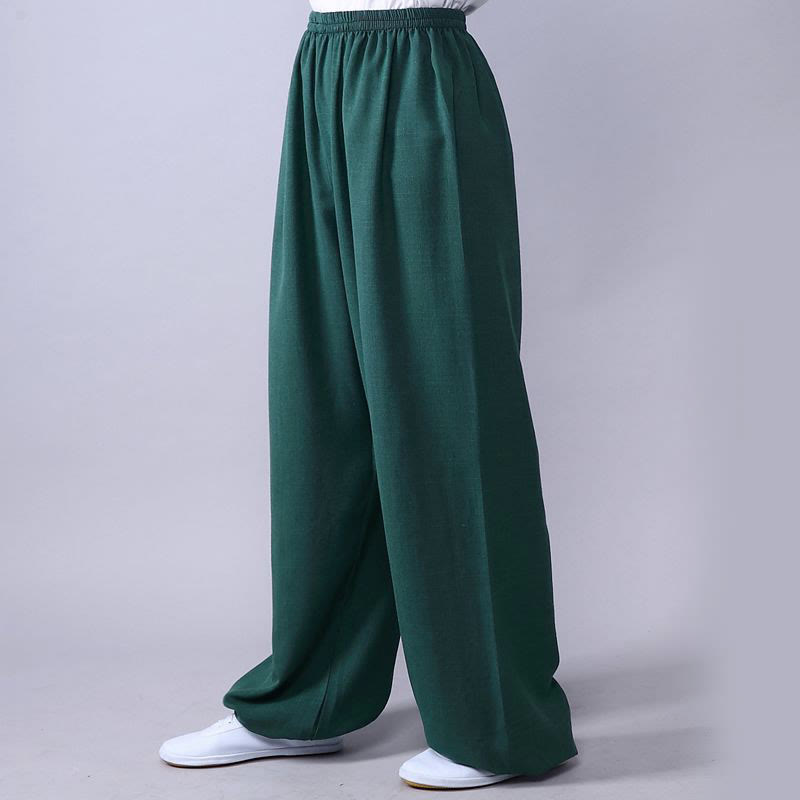 Pantalon d'été en coton et lin unisexe avec taille élastique et Buddha Stones pour la pratique du Tai Chi et du Qigong - Vert clair - 3XL- Convient aux États-Unis, au Royaume-Uni, en Australie et en UE - 2XL - image 13