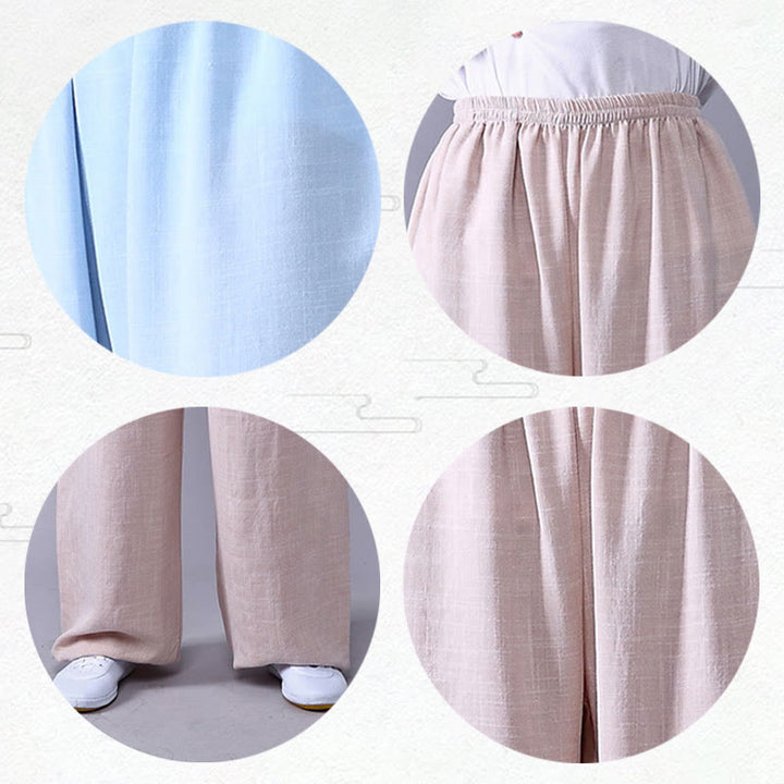 Pantalon d'été en coton et lin unisexe avec taille élastique et Buddha Stones pour la pratique du Tai Chi et du Qigong - image 11