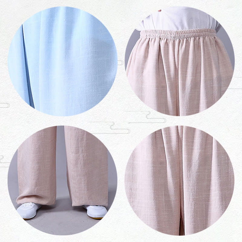 Pantalon d'été en coton et lin unisexe avec taille élastique et Buddha Stones pour la pratique du Tai Chi et du Qigong - image 10