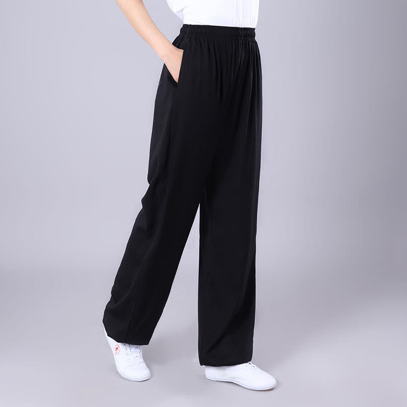 Pantalon Buddha Stones' été unisexe en coton et lin avec poches et taille élastique pour la pratique du Tai Chi et du Qigong - Noir - 3XL- Convient aux États-Unis, au UK/AU et en EU- 2XL - image 9
