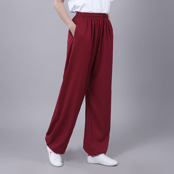 Pantalon Buddha Stones' été unisexe en coton et lin avec poches et taille élastique pour la pratique du Tai Chi et du Qigong - Rouge indien - 3XL- Convient aux tailles US/ UK/AU/ EU- 2XL - image 15
