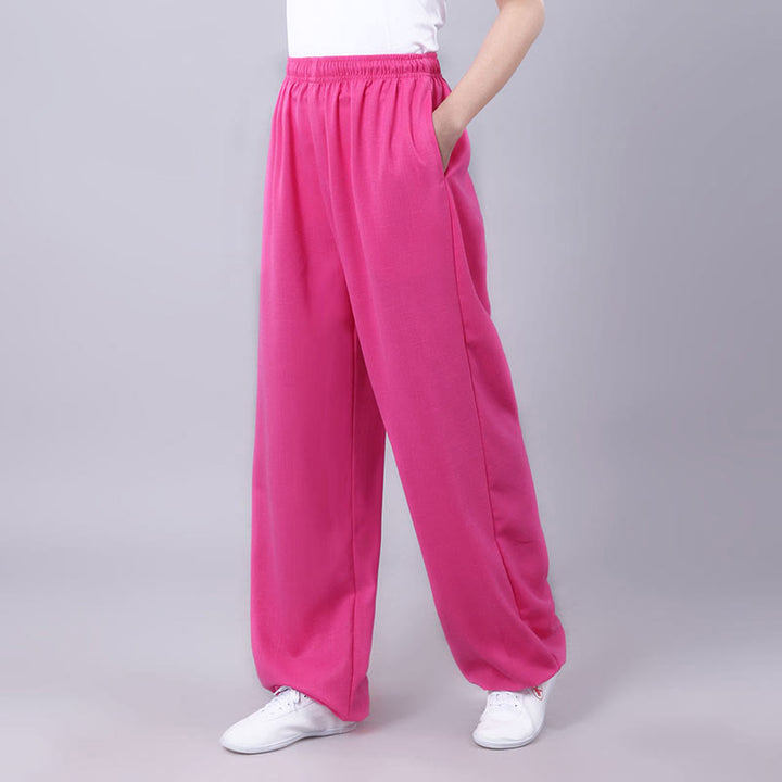 Pantalon Buddha Stones' été unisexe en coton et lin avec poches et taille élastique pour la pratique du Tai Chi et du Qigong - Rose vif - 3XL- Convient aux tailles US/ UK/AU/ EU- 2XL - image 20