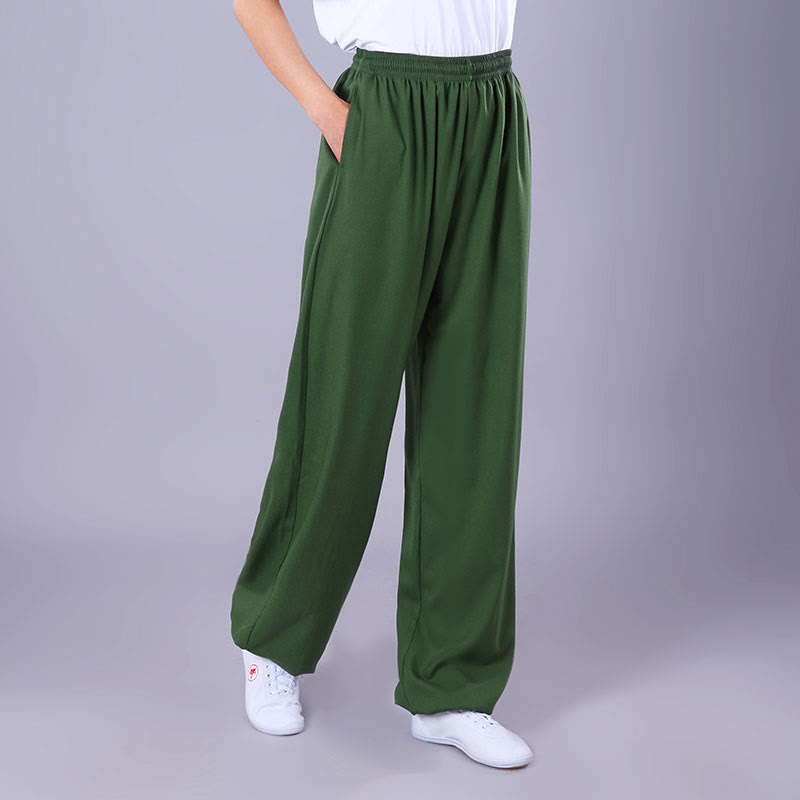 Pantalon Buddha Stones' été unisexe en coton et lin avec poches et taille élastique pour la pratique du Tai Chi et du Qigong - Vert foncé - 3XL- Convient aux tailles US/ UK/AU/ EU- 2XL - image 18