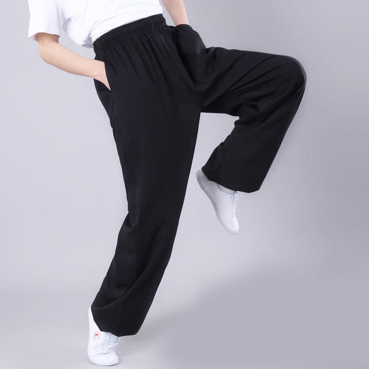 Pantalon d'été unisexe à taille élastique et respirant avec poches, idéal pour la pratique du Tai Chi et du Qigong , Buddha Stones - image 8