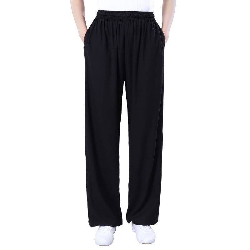 Pantalon Buddha Stones' été unisexe en coton et lin avec poches et taille élastique pour la pratique du Tai Chi et du Qigong - image 12
