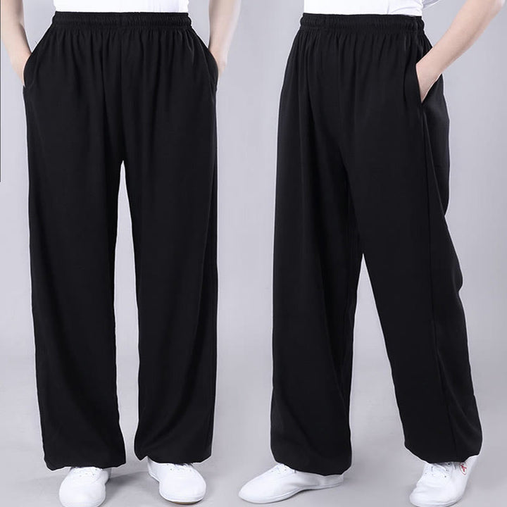 Pantalon d'été unisexe à taille élastique et respirant avec poches, idéal pour la pratique du Tai Chi et du Qigong , Buddha Stones - image 9