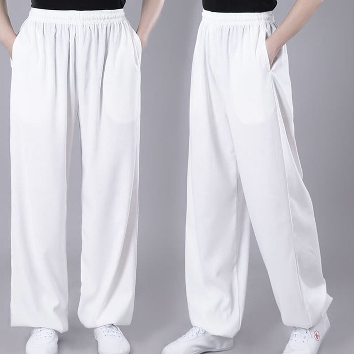Pantalon Buddha Stones' été unisexe en coton et lin avec poches et taille élastique pour la pratique du Tai Chi et du Qigong - image 2