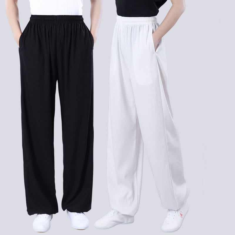 Pantalon d'été unisexe à taille élastique et respirant avec poches, idéal pour la pratique du Tai Chi et du Qigong , Buddha Stones - image 11