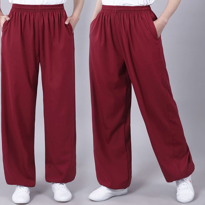 Pantalon d'été unisexe à taille élastique et respirant avec poches, idéal pour la pratique du Tai Chi et du Qigong , Buddha Stones - image 15