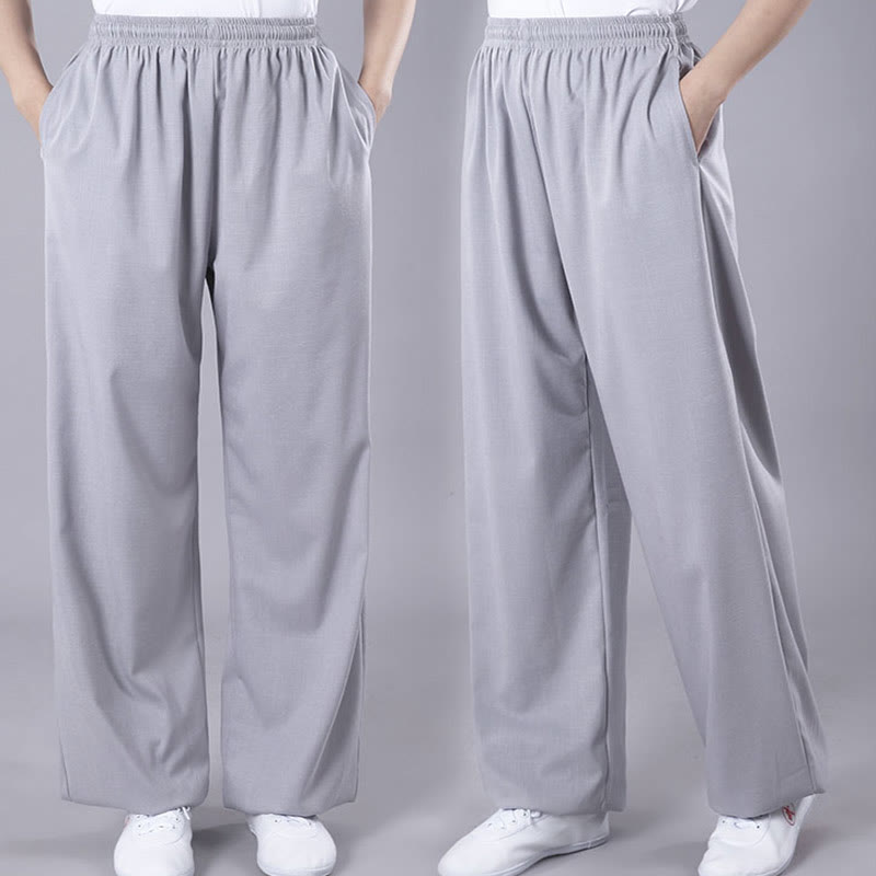 Pantalon d'été unisexe à taille élastique et respirant avec poches, idéal pour la pratique du Tai Chi et du Qigong , Buddha Stones - image 6