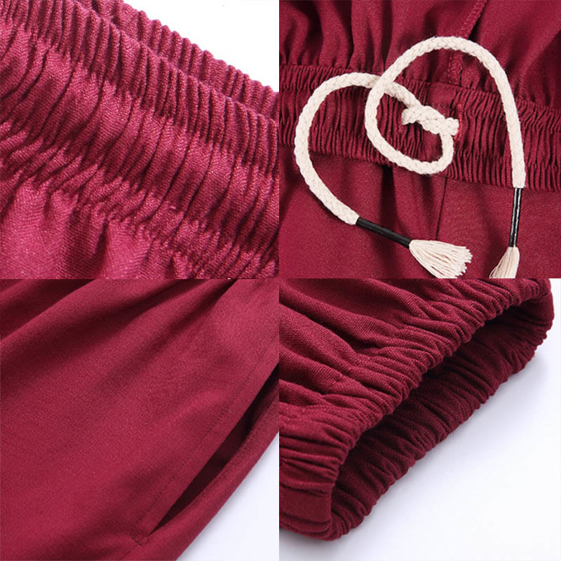 Pantalon Buddha Stones' été unisexe en coton et lin avec poches et taille élastique pour la pratique du Tai Chi et du Qigong - image 16