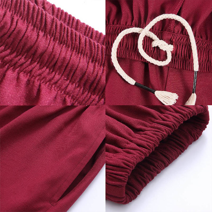 Pantalon Buddha Stones' été unisexe en coton et lin avec poches et taille élastique pour la pratique du Tai Chi et du Qigong - image 16