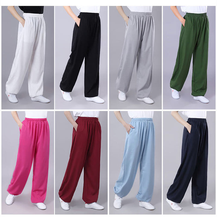Pantalon d'été unisexe à taille élastique et respirant avec poches, idéal pour la pratique du Tai Chi et du Qigong , Buddha Stones - image 26