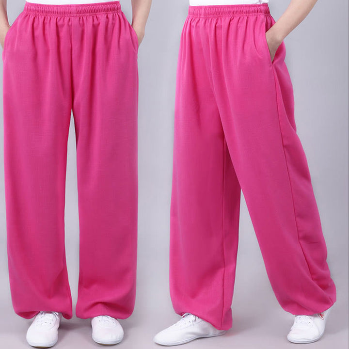 Pantalon d'été unisexe à taille élastique et respirant avec poches, idéal pour la pratique du Tai Chi et du Qigong , Buddha Stones - image 19