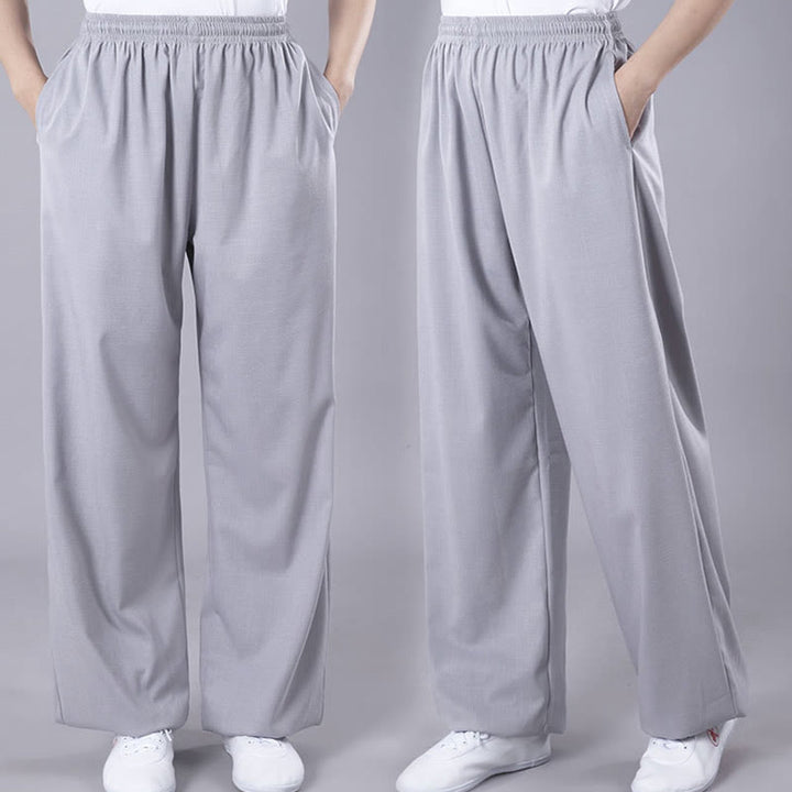 Pantalon d'été unisexe à taille élastique et respirant avec poches, idéal pour la pratique du Tai Chi et du Qigong , Buddha Stones - image 6