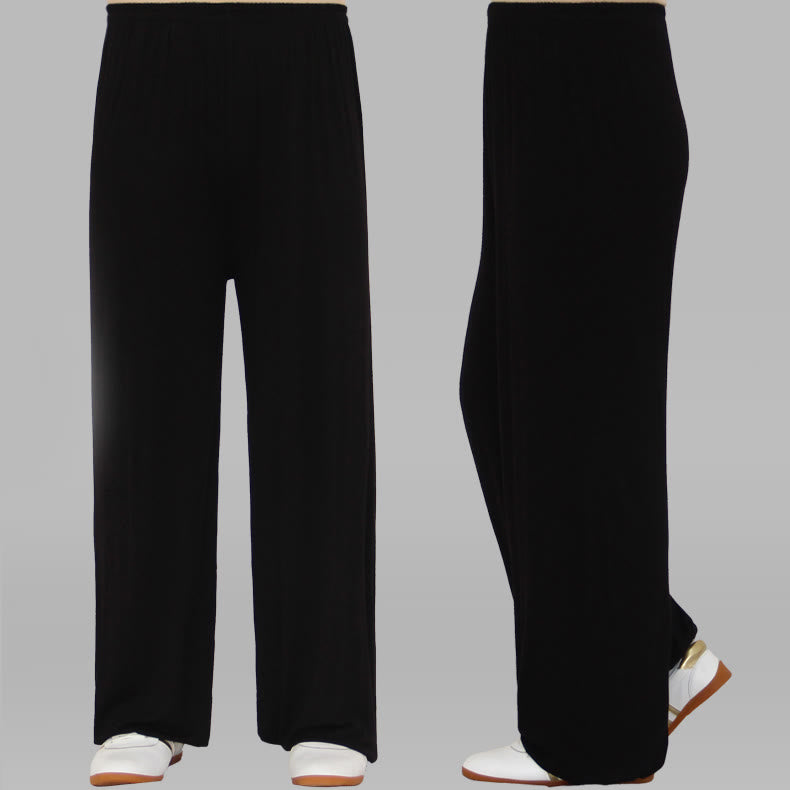 Pantalon d'été unisexe en modal avec taille élastique et pierres de Buddha Stones pour la pratique du Tai Chi et du Qigong - Noir - 3XL- Convient aux États-Unis, au UK/AU et en EU- 2XL - image 1