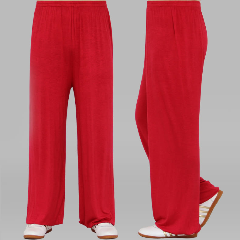 Pantalon d'été unisexe en modal avec taille élastique et pierres de Buddha Stones pour la pratique du Tai Chi et du Qigong - Rouge - 3XL- Convient aux États-Unis, au UK/AU et en EU- 2XL - image 16