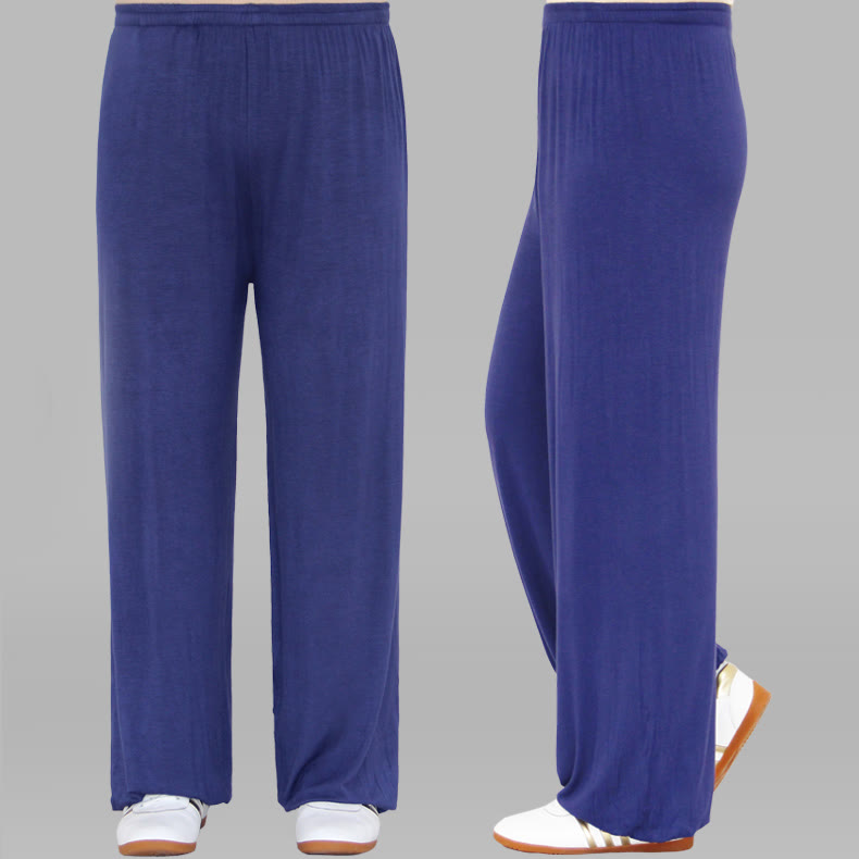 Pantalon d'été unisexe en modal avec taille élastique et pierres de Buddha Stones pour la pratique du Tai Chi et du Qigong - BleuetBleu - 3XL- Convient aux États-Unis, au UK/AU et en EU- 2XL - image 26