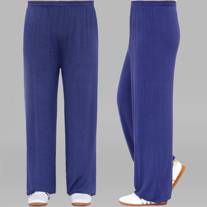 Pantalon d'été unisexe en modal avec taille élastique et pierres de Buddha Stones pour la pratique du Tai Chi et du Qigong - BleuetBleu - 3XL- Convient aux États-Unis, au UK/AU et en EU- 2XL - image 26