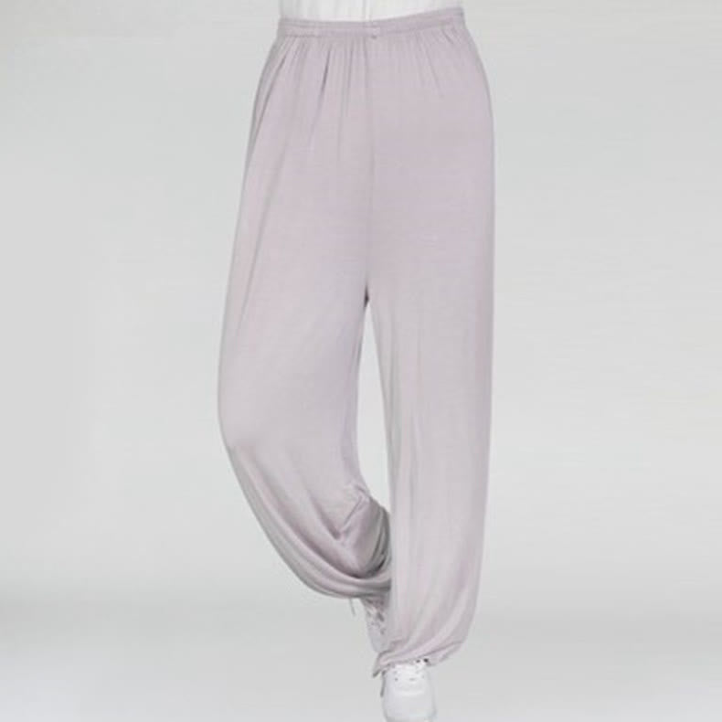 Pantalon d'été unisexe en modal avec taille élastique et pierres de Buddha Stones pour la pratique du Tai Chi et du Qigong - Gainsboro - 3XL- Convient aux tailles US/ UK/AU/ EU- 2XL - image 33