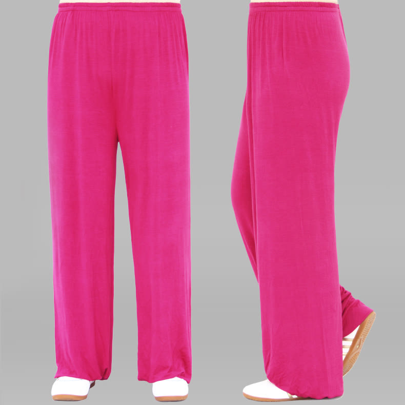 Pantalon d'été unisexe en modal avec taille élastique et pierres de Buddha Stones pour la pratique du Tai Chi et du Qigong - Rose foncé - 3XL- Convient aux tailles US/ UK/AU/ EU- 2XL - image 29