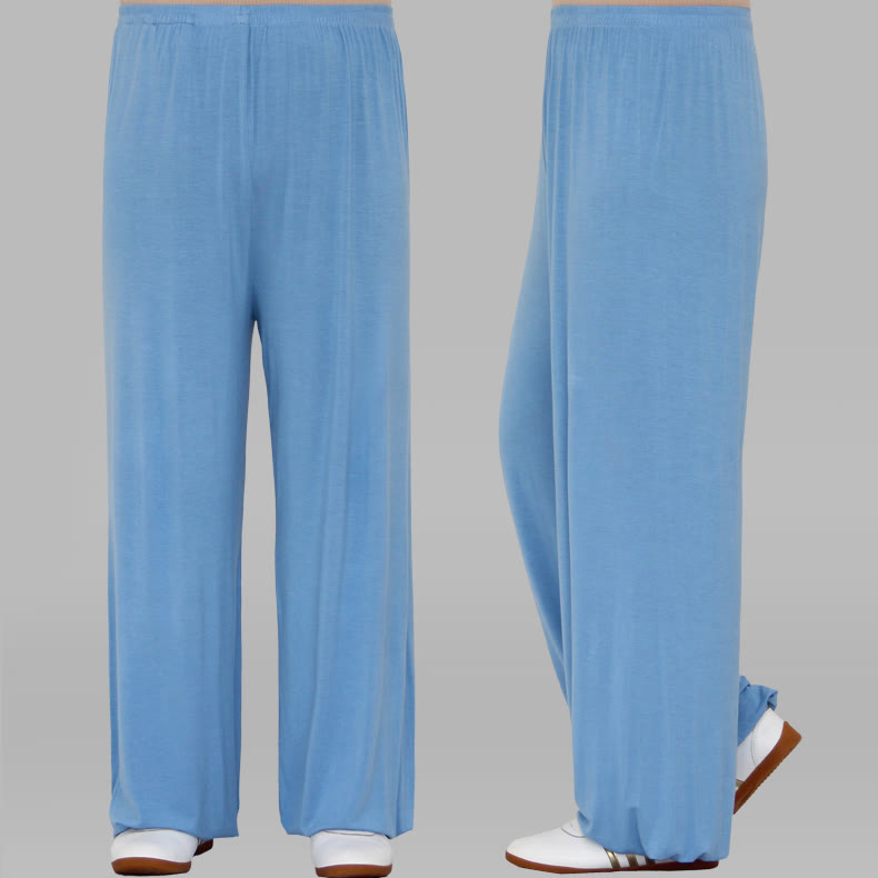 Pantalon d'été unisexe en modal avec taille élastique et pierres de Buddha Stones pour la pratique du Tai Chi et du Qigong - Bleu ciel clair - 3XL- Convient aux tailles US/ UK/AU/ EU- 2XL - image 23