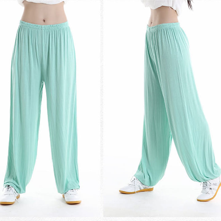 Pantalon d'été unisexe en modal avec taille élastique et pierres de Buddha Stones pour la pratique du Tai Chi et du Qigong - Crème à la menthe - 3XL- Convient aux États-Unis, au UK/AU et en EU- 2XL - image 19