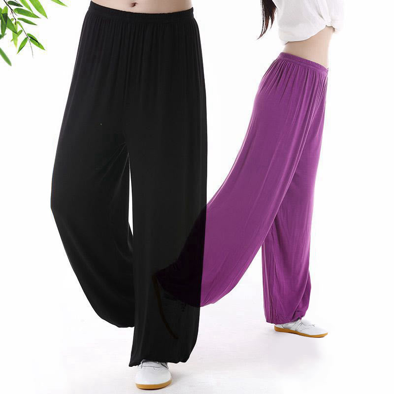 Pantalon d'été unisexe en modal avec taille élastique et pierres de Buddha Stones pour la pratique du Tai Chi et du Qigong - image 0
