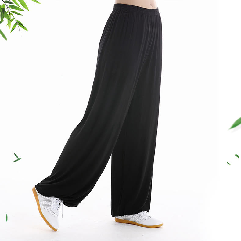 Pantalon d'été unisexe en modal avec taille élastique et pierres de Buddha Stones pour la pratique du Tai Chi et du Qigong - image 4